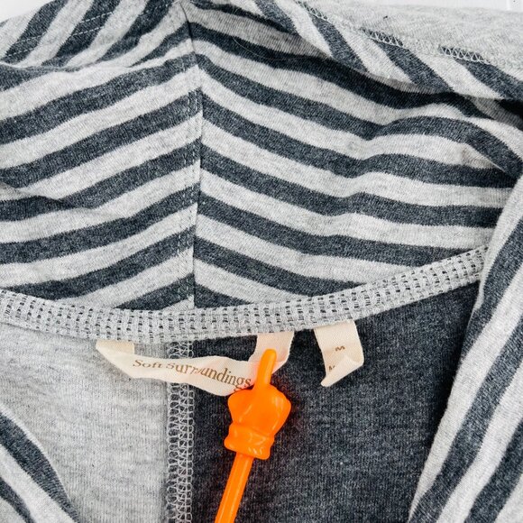 Soft Surroundings Womens Striped Cowl Neck Tunic Top Gray & White Cotton - Picture 2 of 5